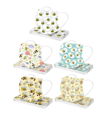 5pc Bee Floral Printed Disposable Mask